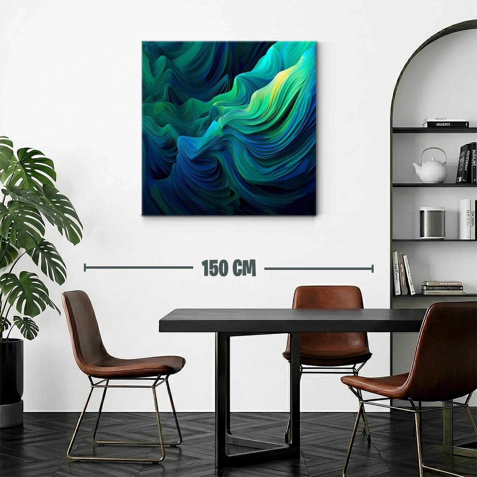 Cuadro Abstracto en Tonos Verdes y Azules Vibrantes — miniatura 2