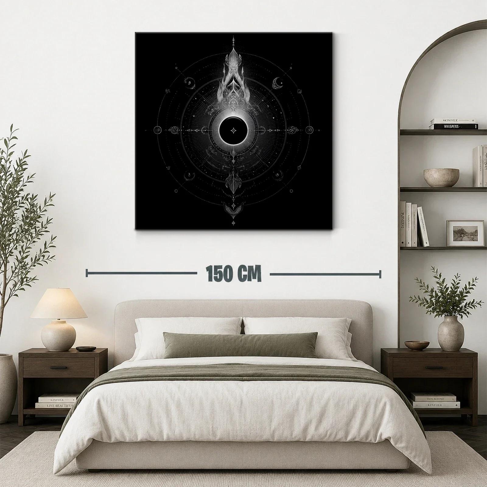 Mandala cósmico en blanco y negro de estilo místico — miniatura 3
