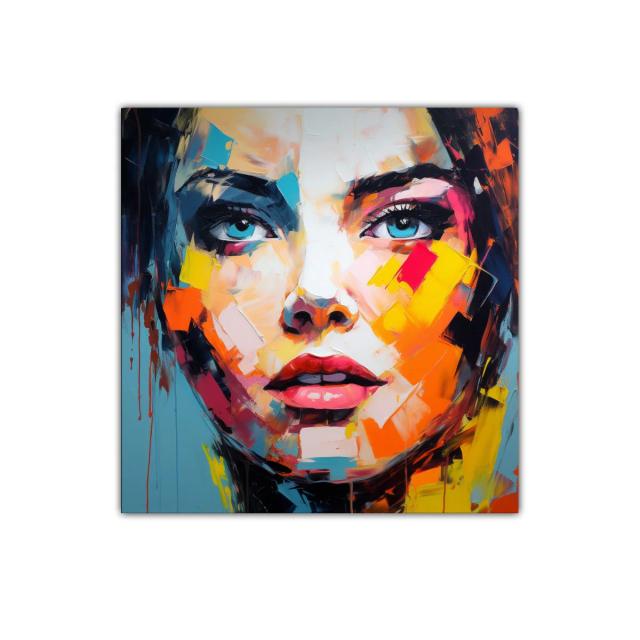 Retrato vibrante con colores intensos y mirada penetrante