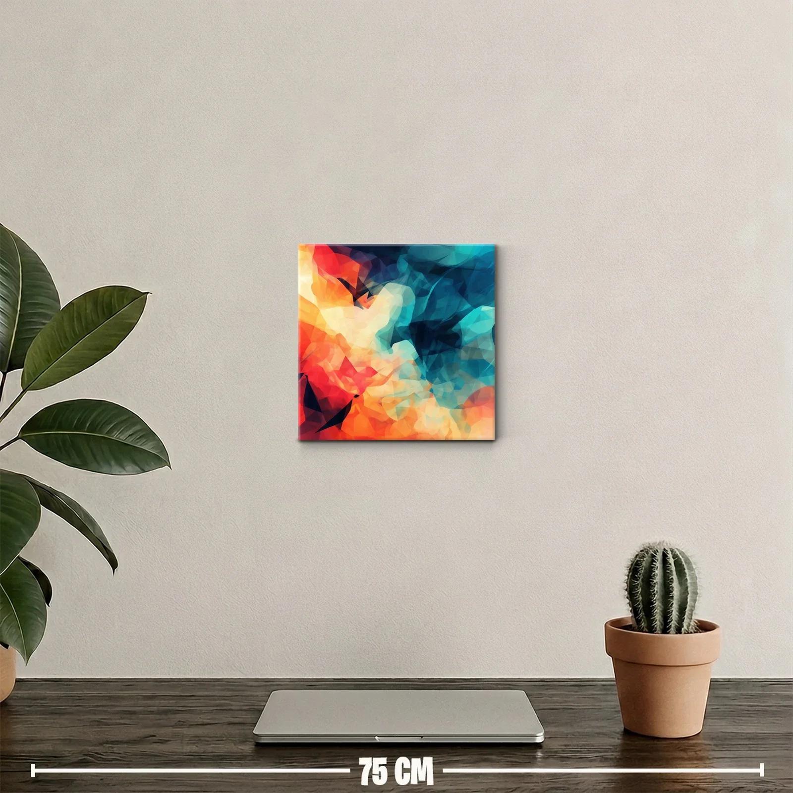 Cuadro abstracto en tonos cálidos y fríos vibrantes — miniatura 2