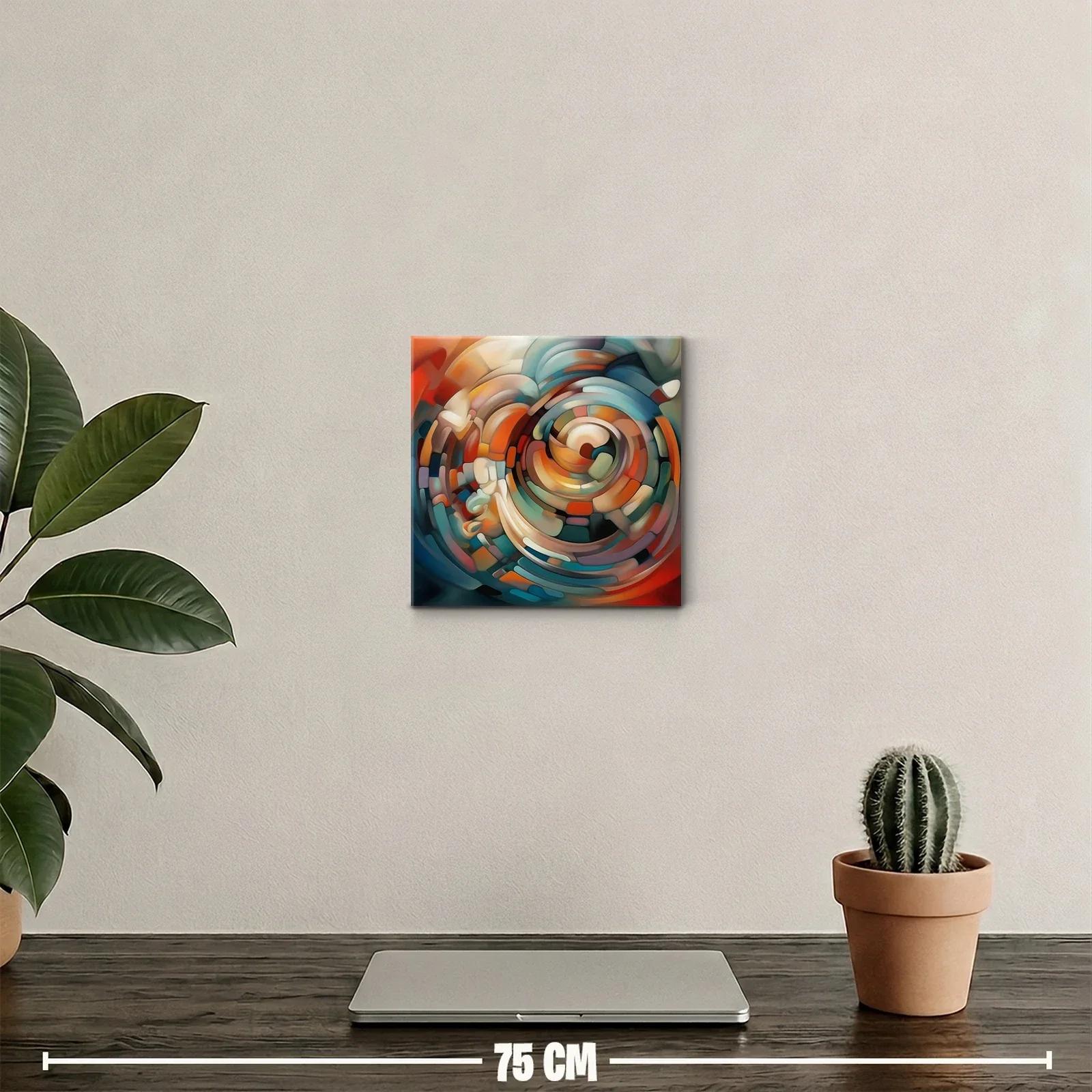 Cuadro con diseño abstracto en espiral colorido vibrante — miniatura 2