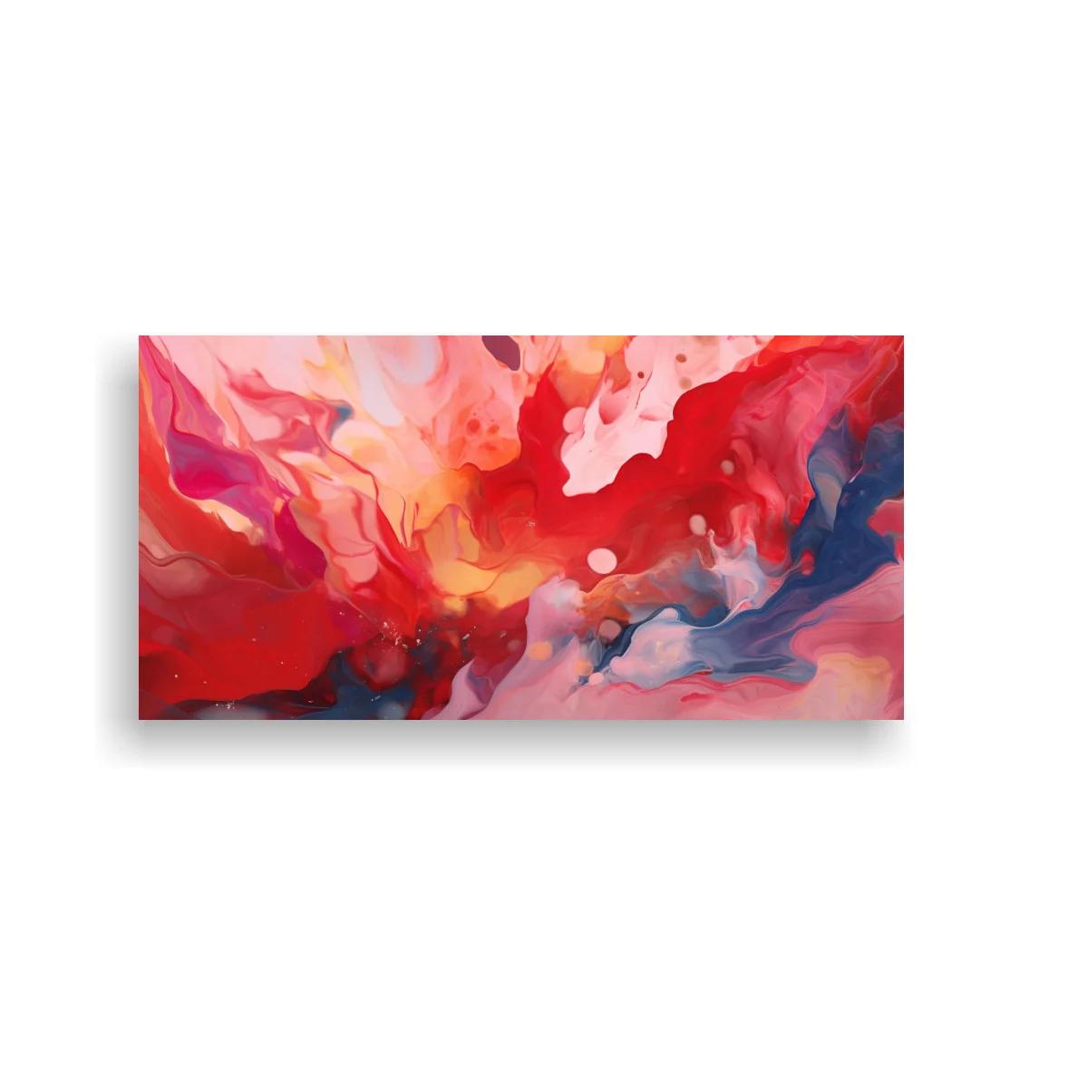 Cuadro abstracción fluida en rojo y rosa