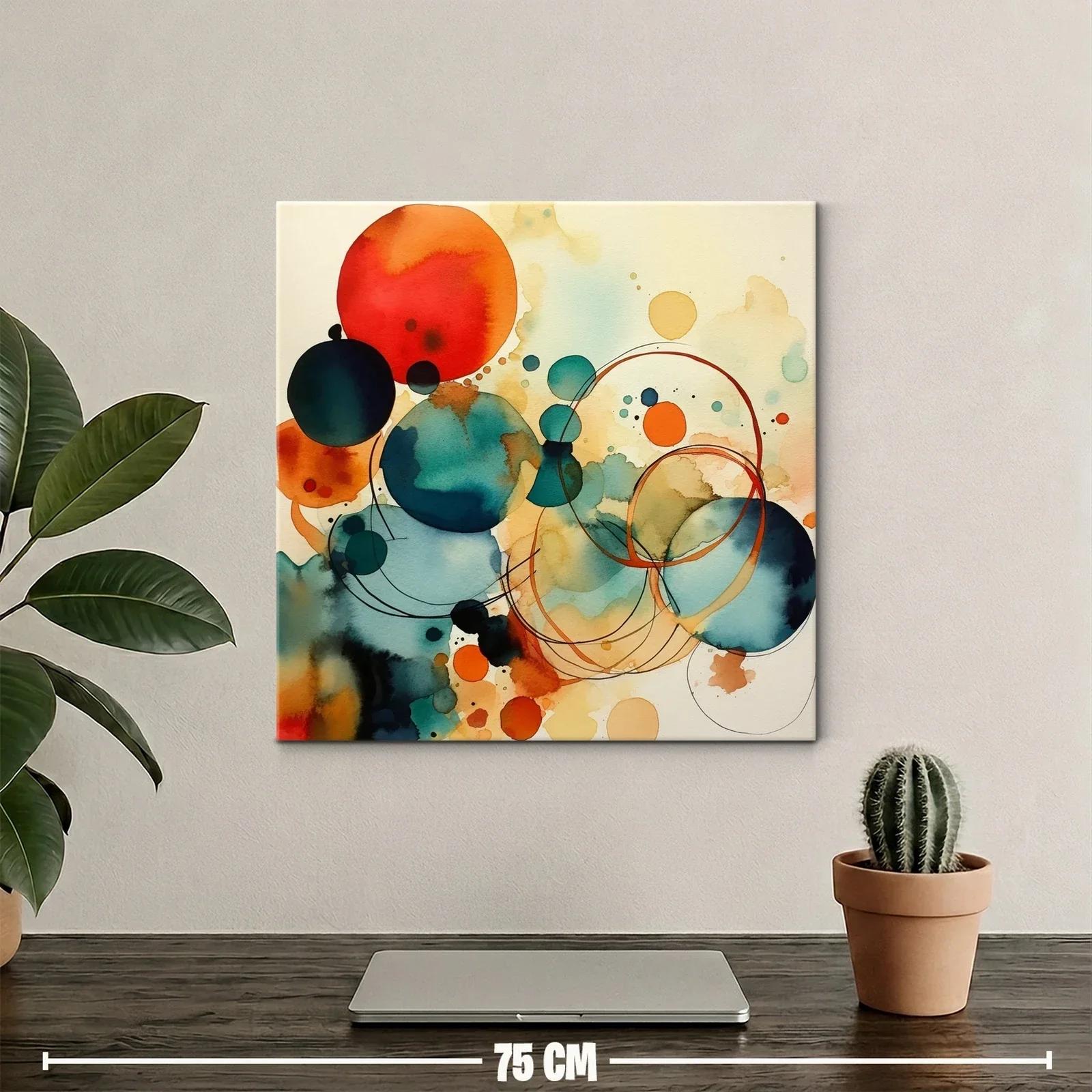 Composición abstracta con círculos en tonos cálidos y fríos — miniatura 2