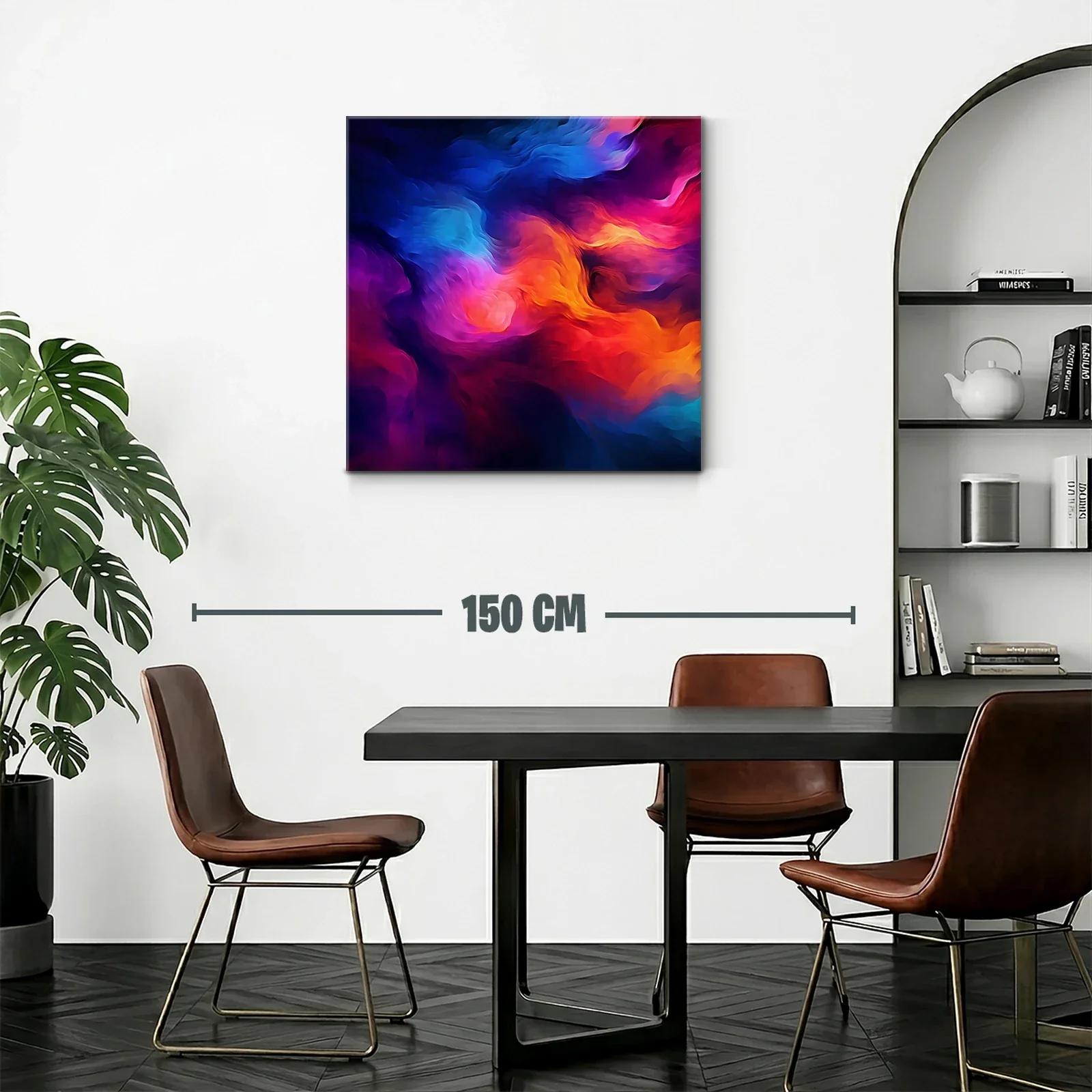 Cuadro abstracto con vibrantes tonos cálidos y fríos en movimiento — miniatura 2