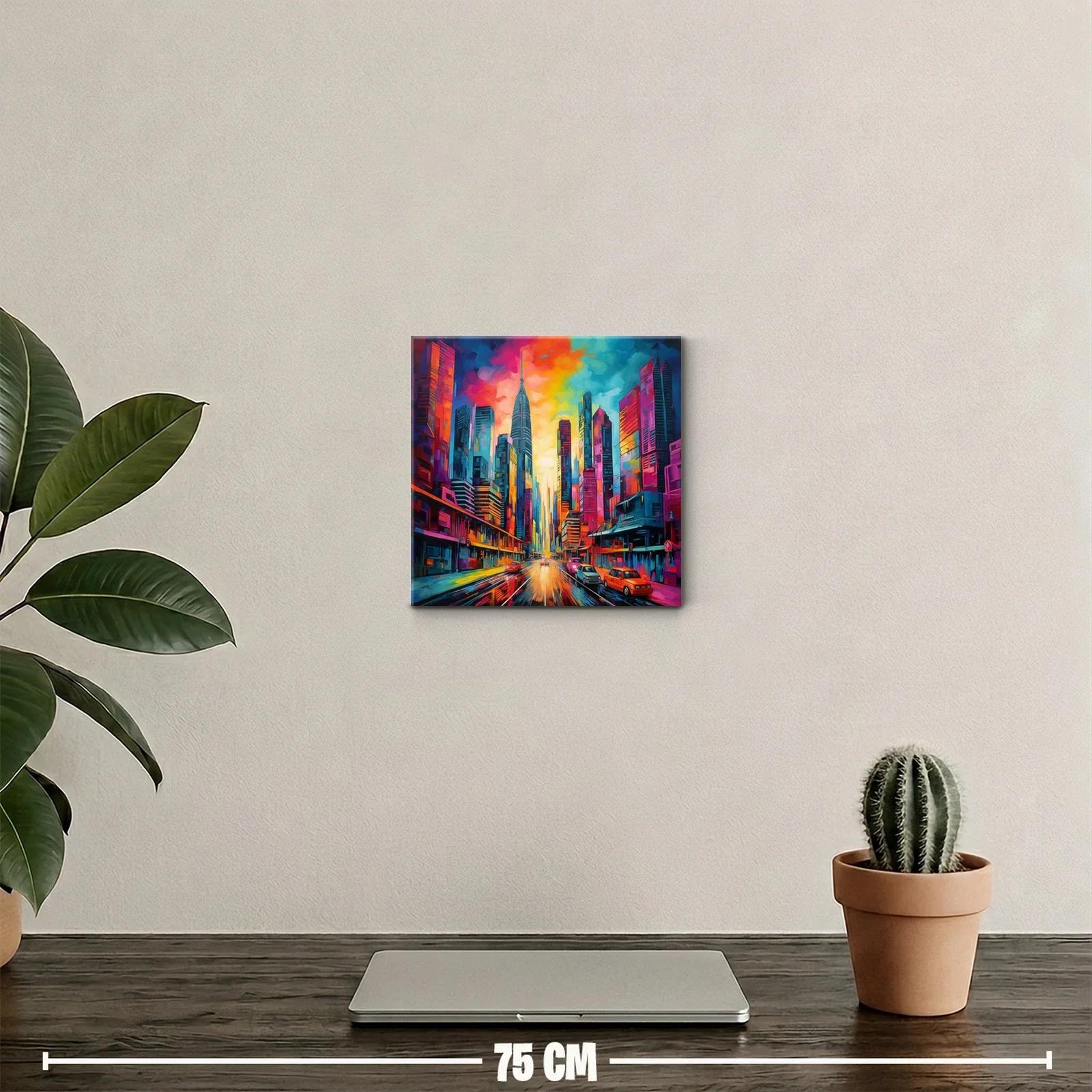 Atardecer vibrante en la ciudad moderna llena de color — miniatura 2