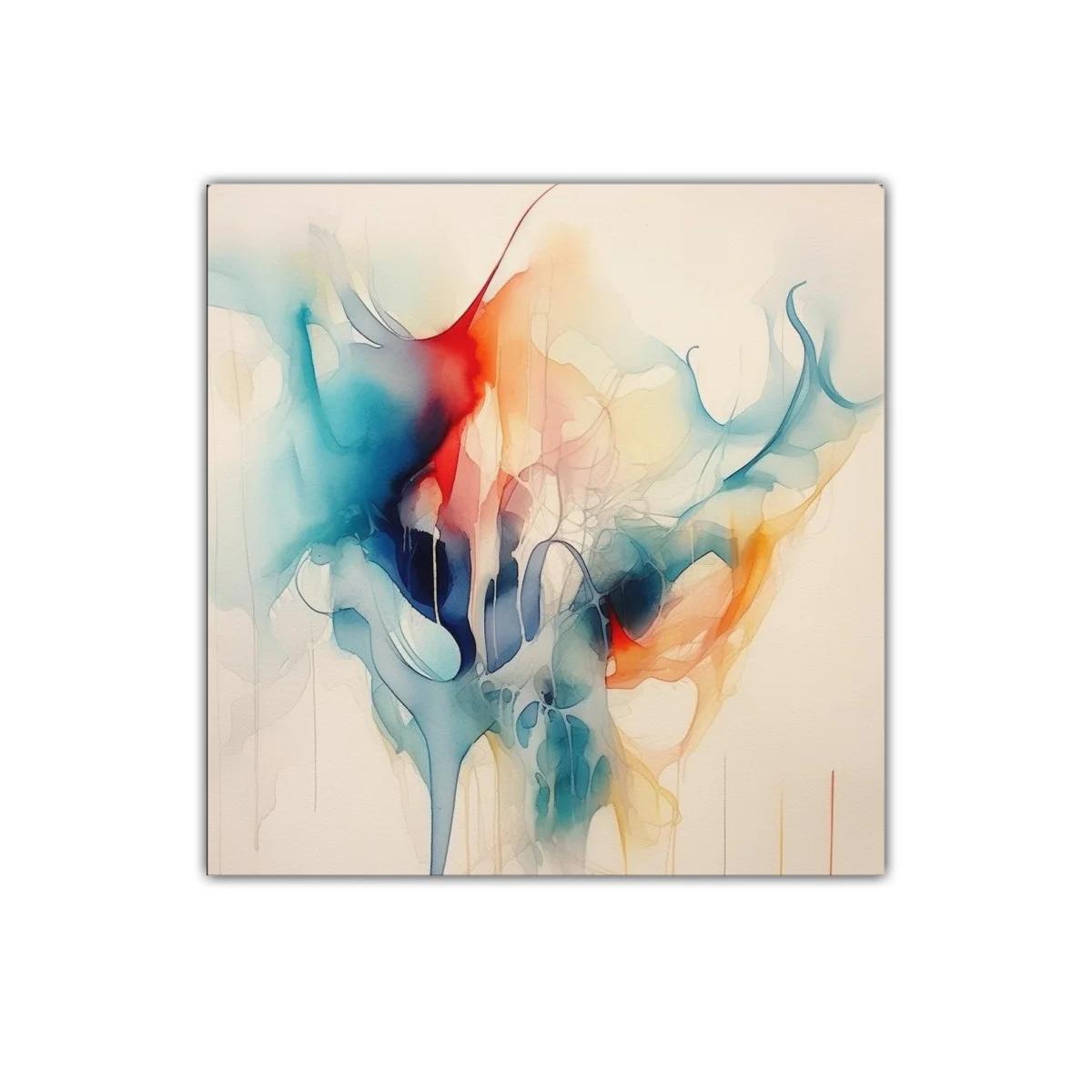 Obra abstracta con tonos intensos y suaves fluidos