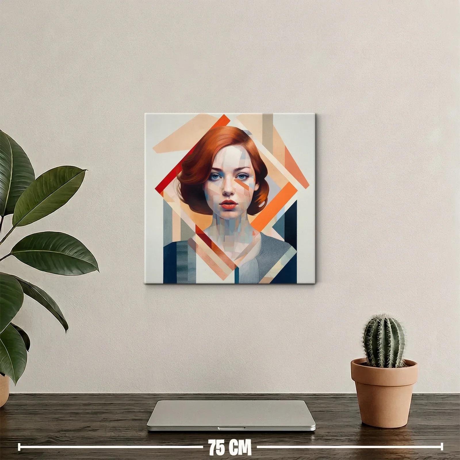 Retrato contemporáneo de mujer con tonos cálidos y geometría — miniatura 2