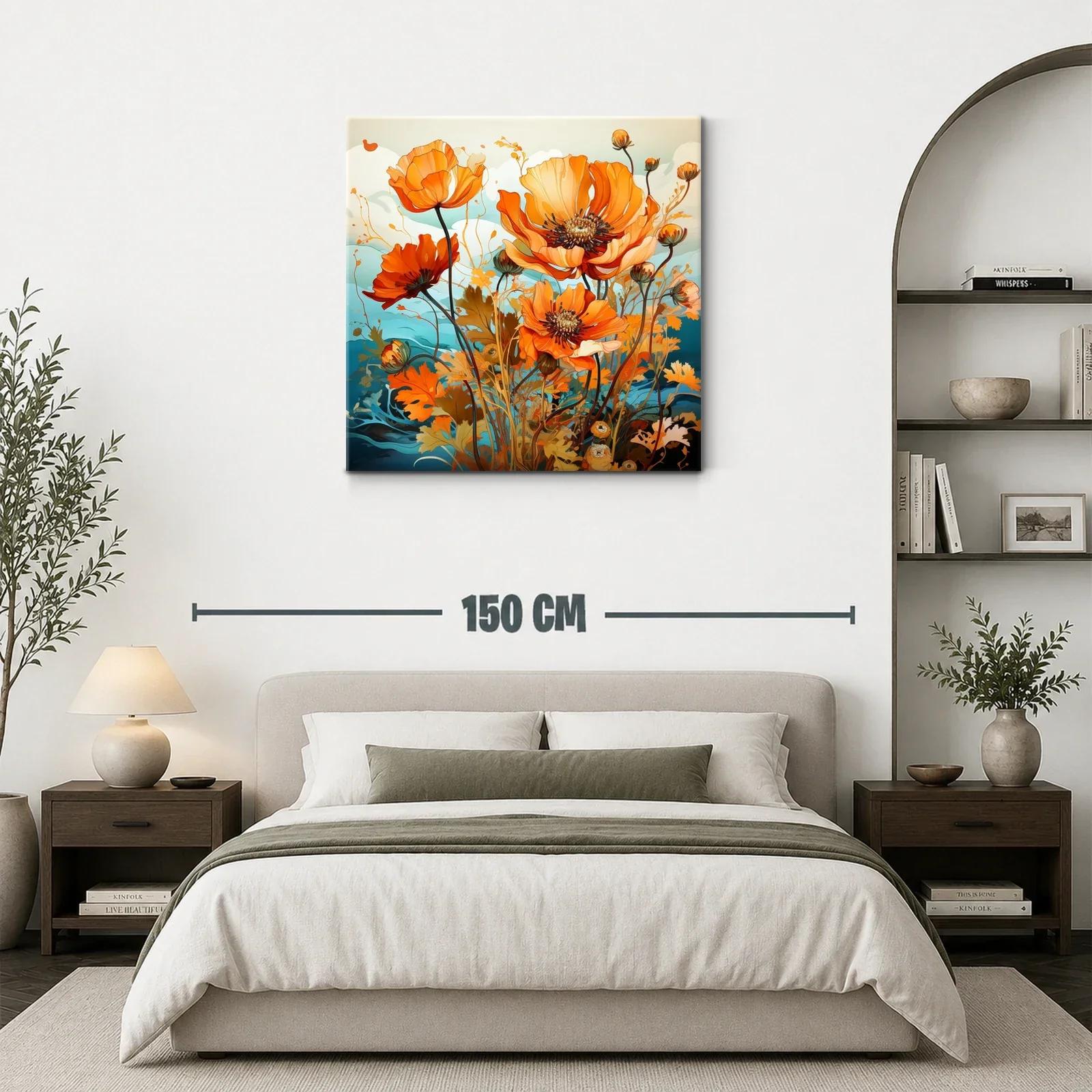 Flores anaranjadas vibrantes con fondo en tonos azules — miniatura 3