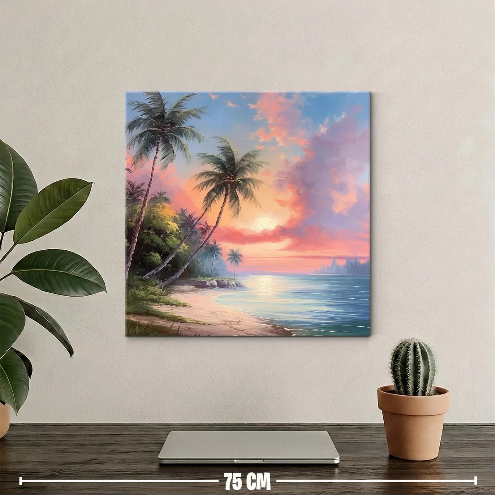 Atardecer tropical con palmeras junto al mar — miniatura 2