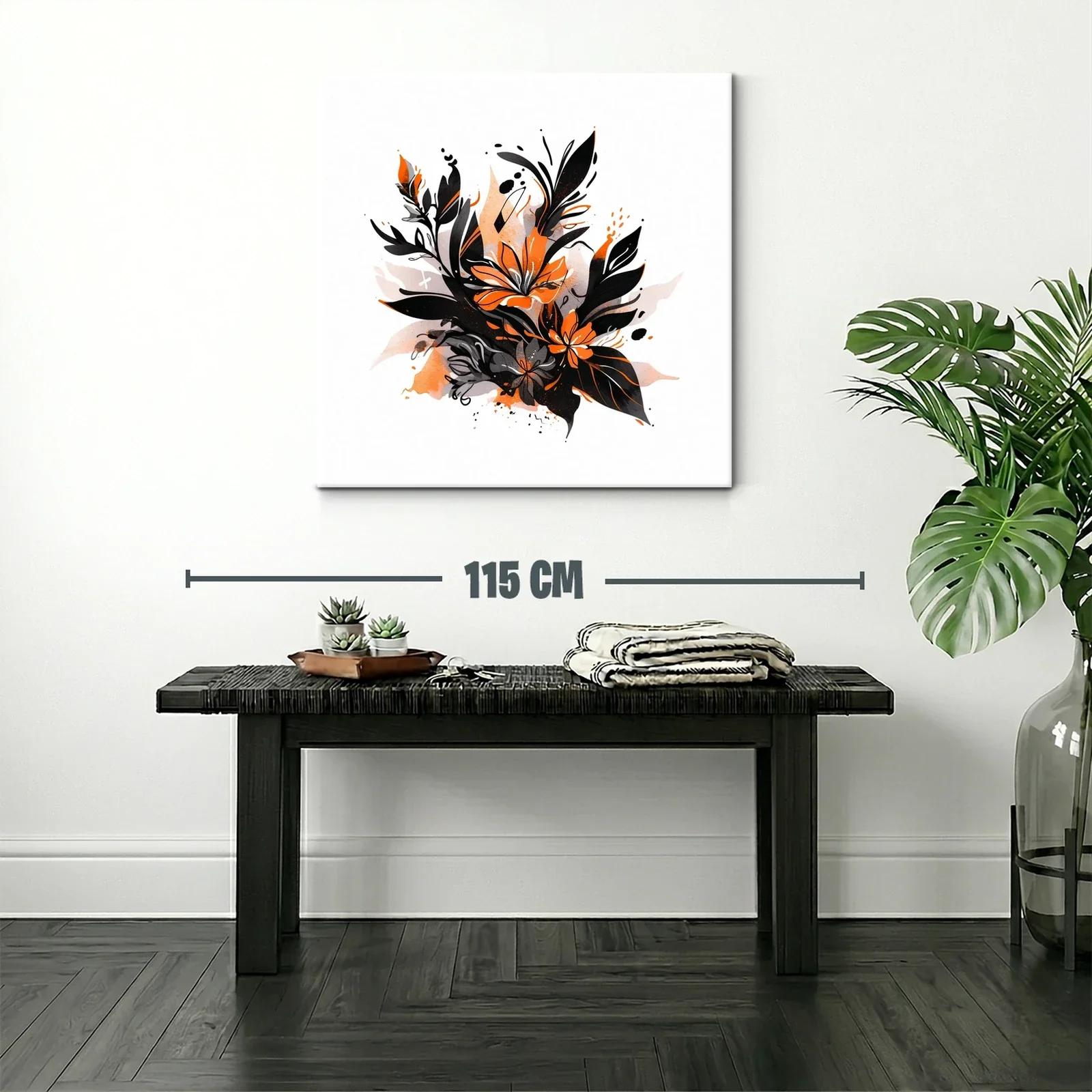 Composición floral en tonos negro y naranja vibrante — miniatura 2