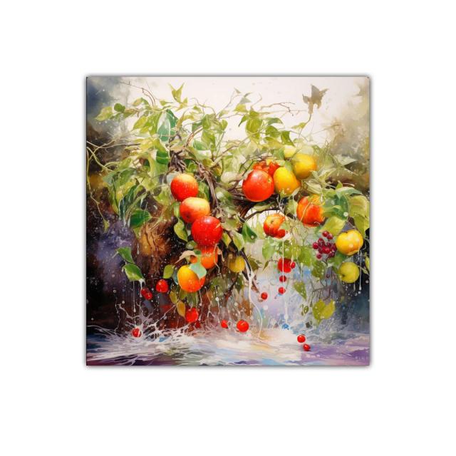 Cuadro decorativo con frutas vibrantes y naturaleza fresca