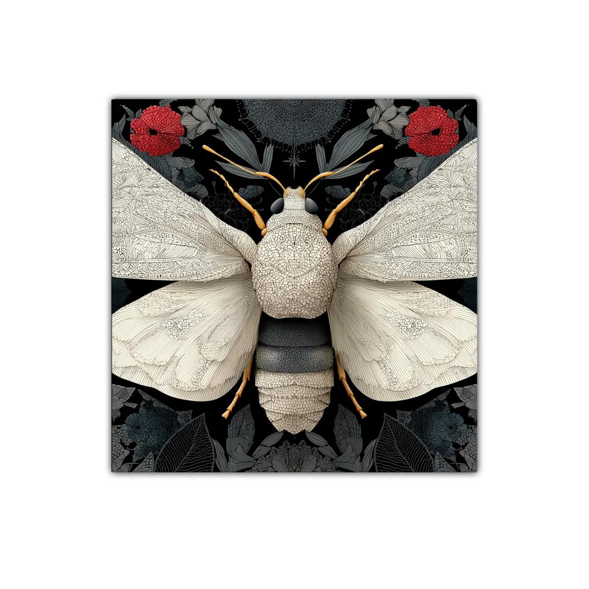 Mariposa Blanca sobre Fondo Floral en Tonos Oscuros — imagen principal