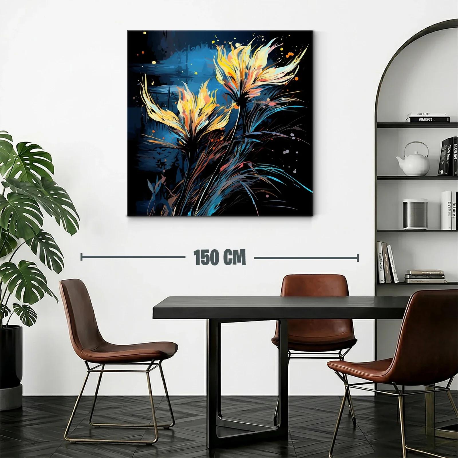 Flores luminosas en contraste azul y negro — miniatura 2