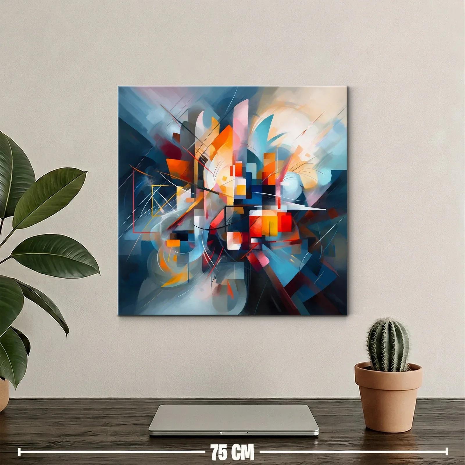 Cuadro abstracto con tonos vibrantes y formas dinámicas — miniatura 2