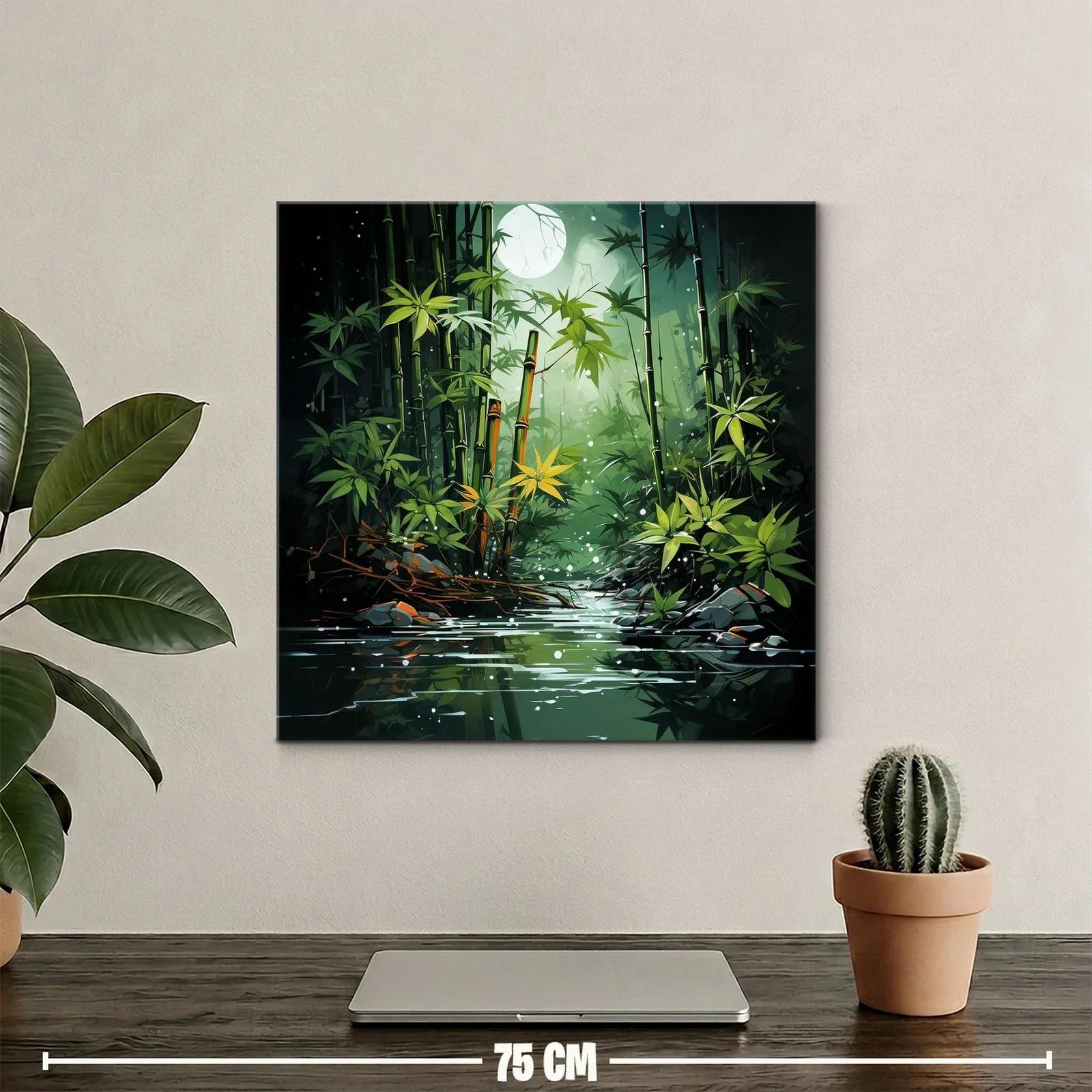 Bosque de bambú bajo la luz de luna llena en calma — miniatura 2