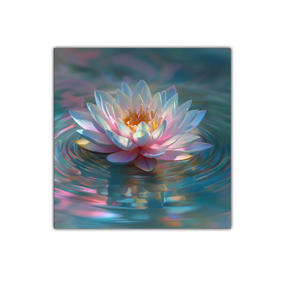 Flor de loto en aguas con reflejos iridiscentes — imagen principal