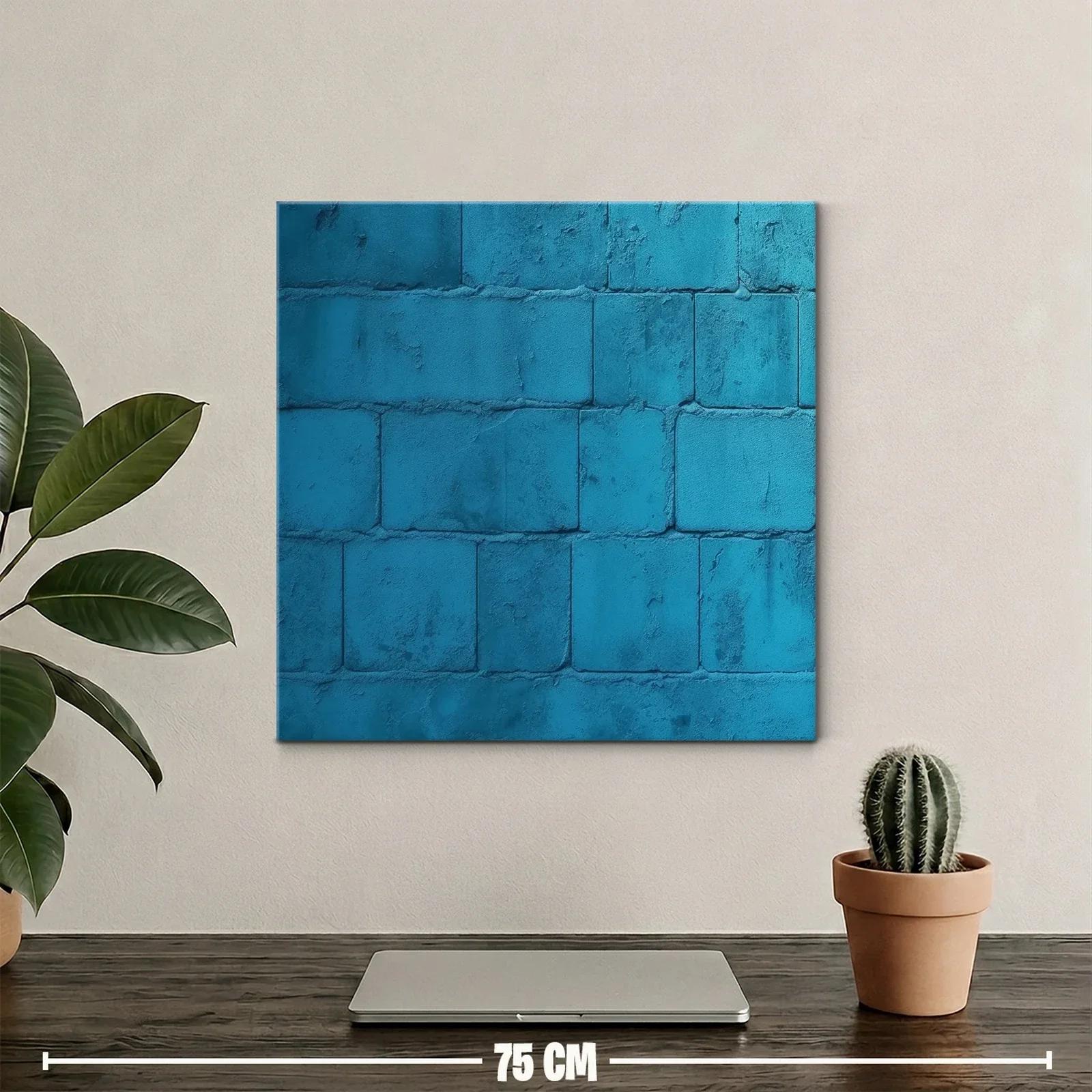 Textura de ladrillos en vibrante azul turquesa — miniatura 2