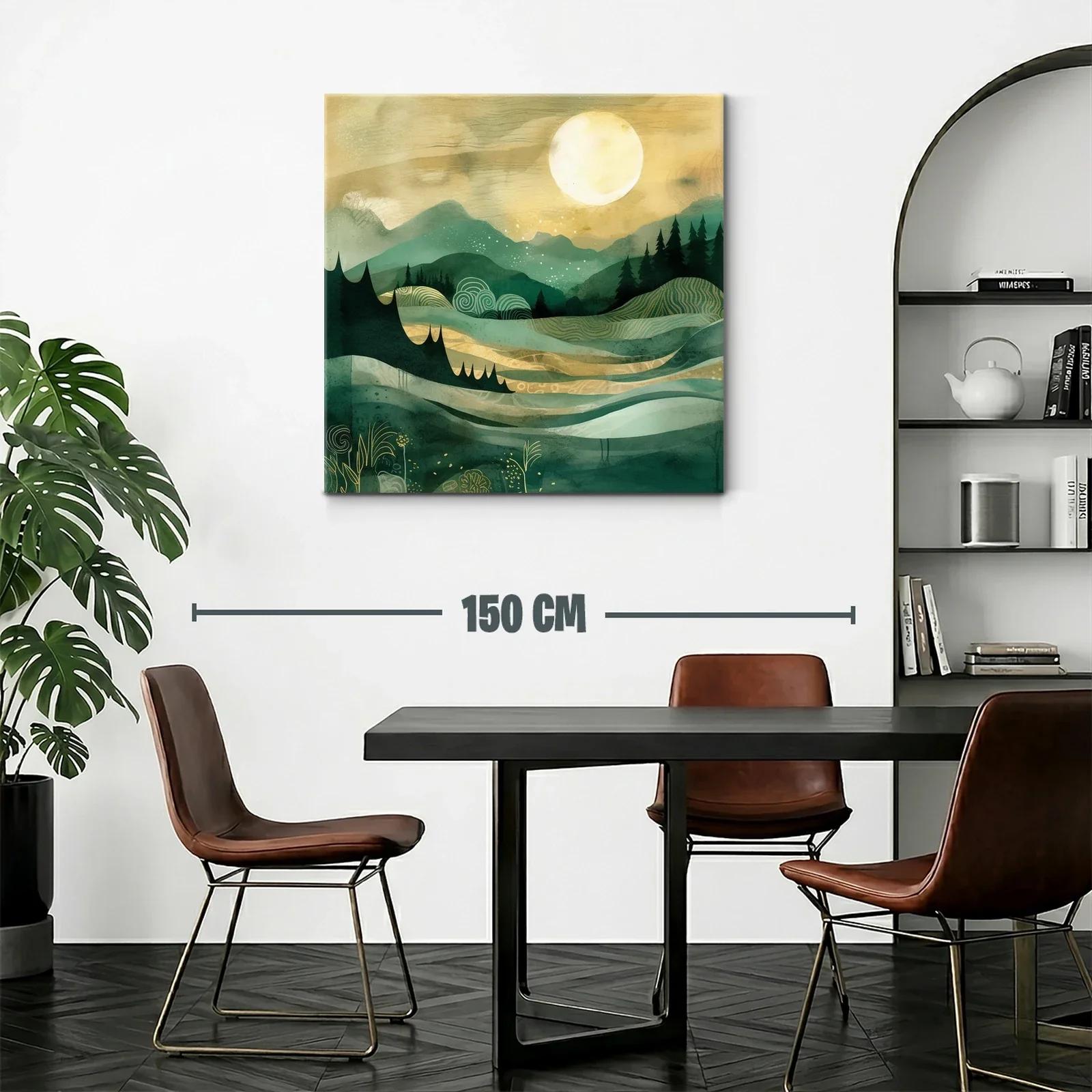 Paisaje onírico con montañas y luna brillante — miniatura 2