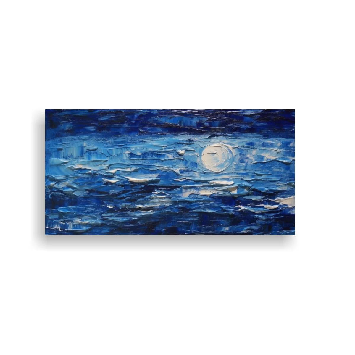 Cuadro luna sobre el mar con pinceladas texturizadas