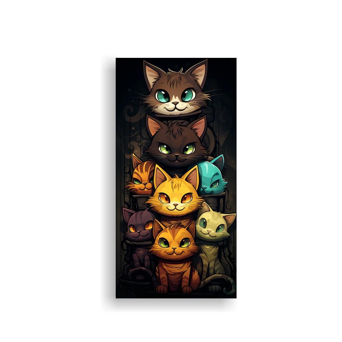 Cuadro grupo de gatos de colores con ojos brillantes — imagen principal