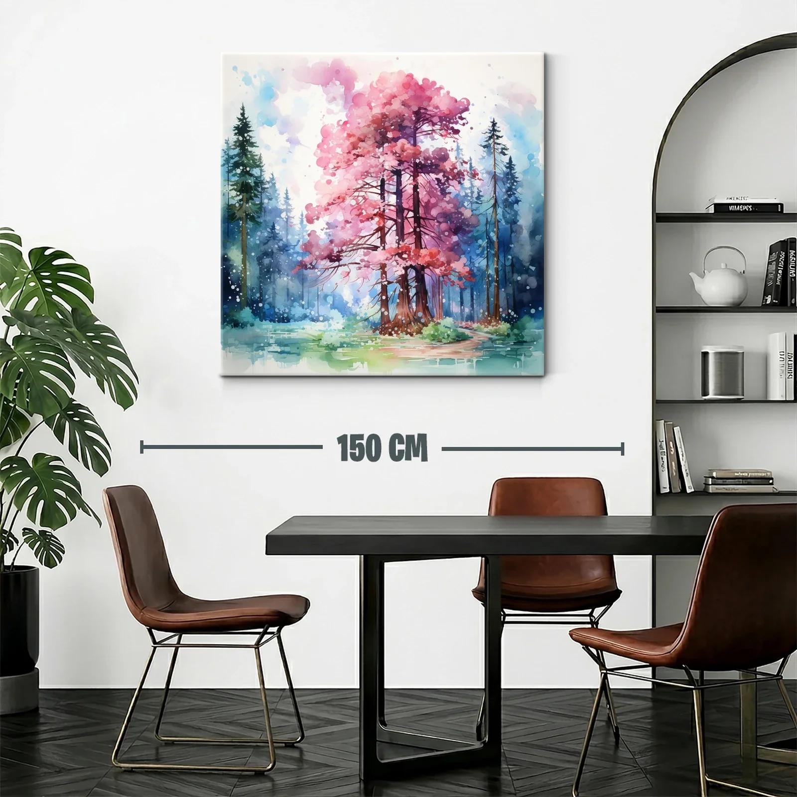 Bosque encantado con árboles en tonos rosas y azules — miniatura 2