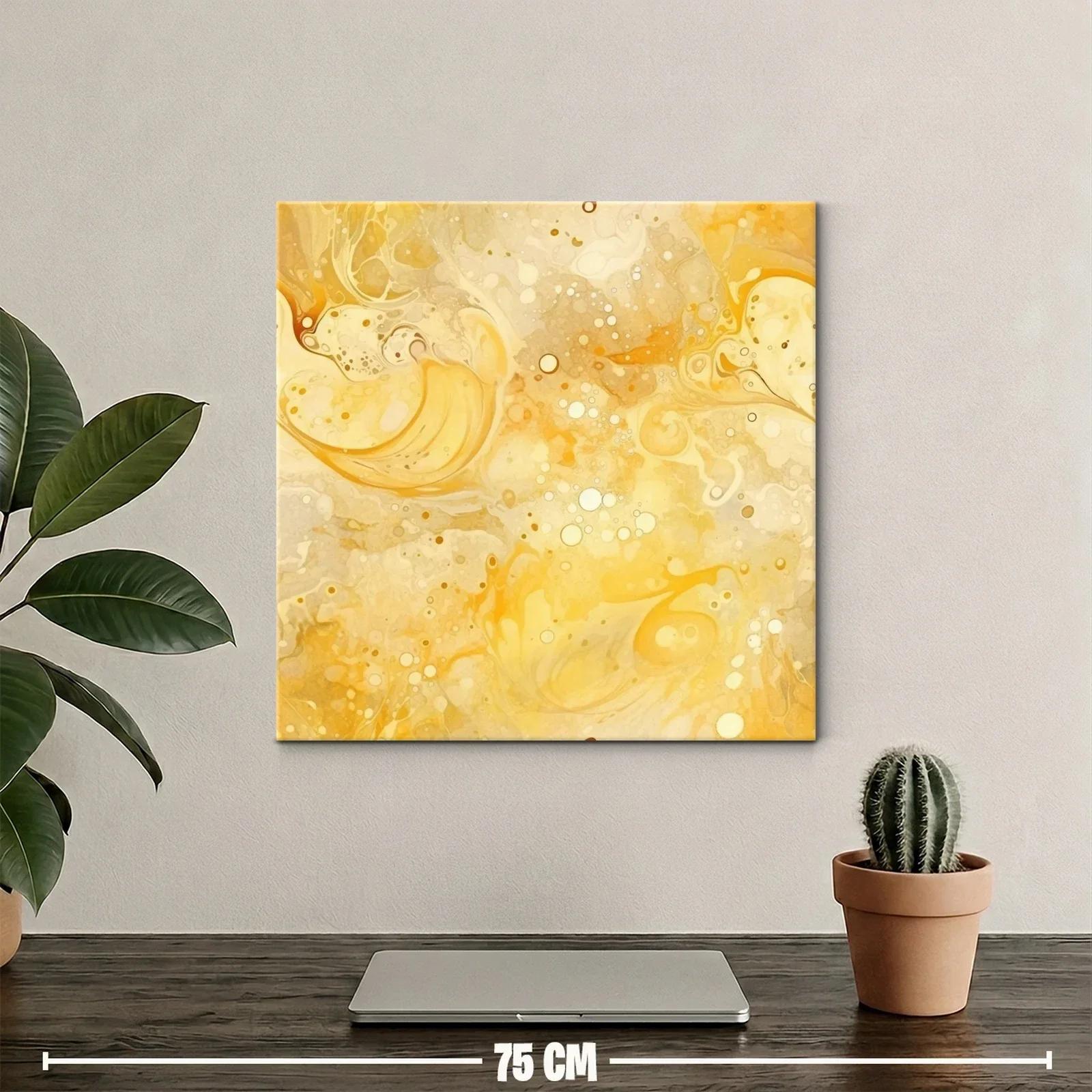 Cuadro abstracto con tonos amarillos y beige vibrantes — miniatura 2