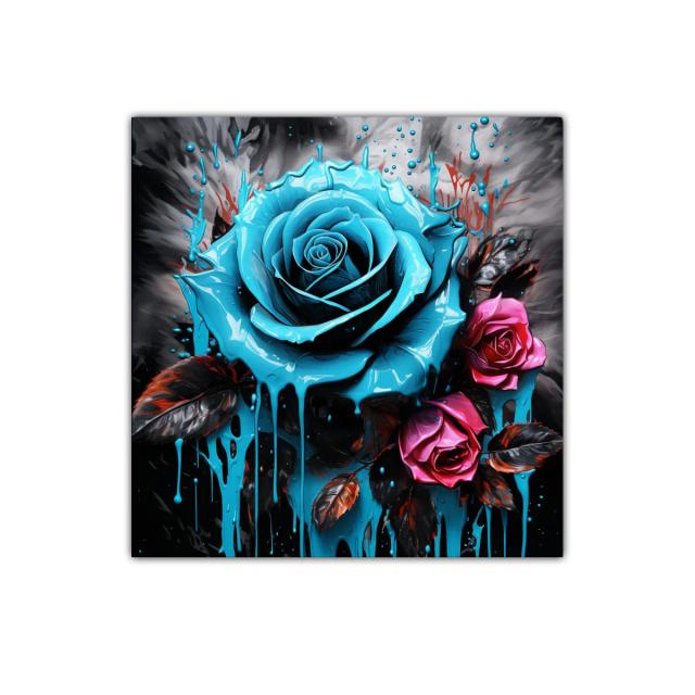Rosas vibrantes con efecto pintura líquida en tonos intensos