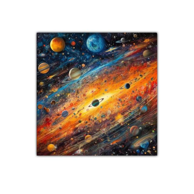 Explosión Cósmica de Planetas en Colores Vibrantes