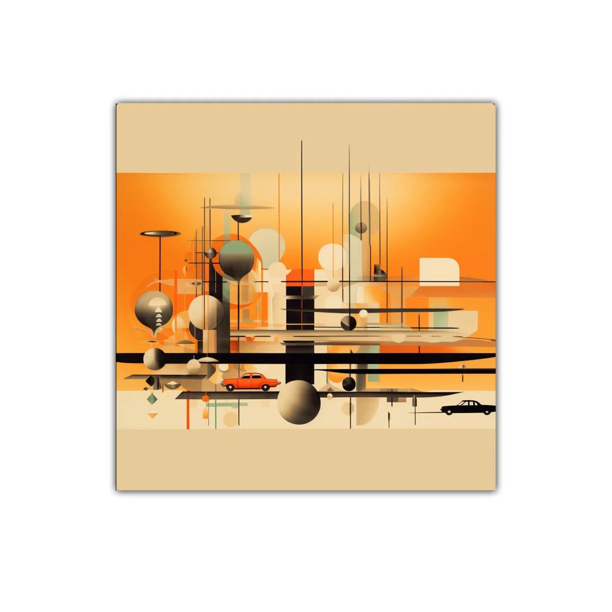 Composición abstracta urbana en tonos cálidos y neutros