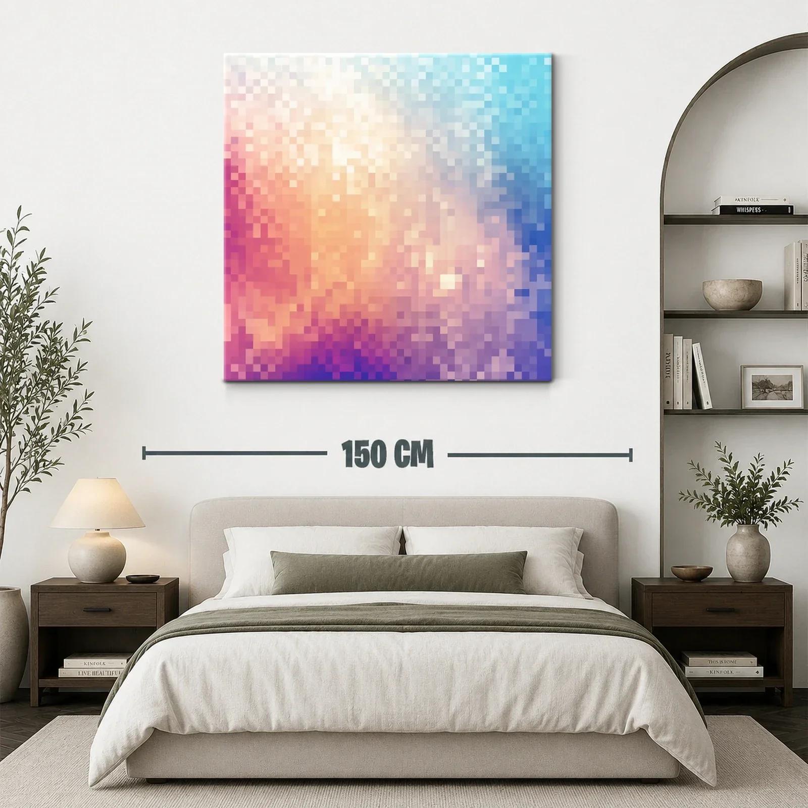 Cuadro abstracto con tonos cálidos y fríos armonizados — miniatura 3