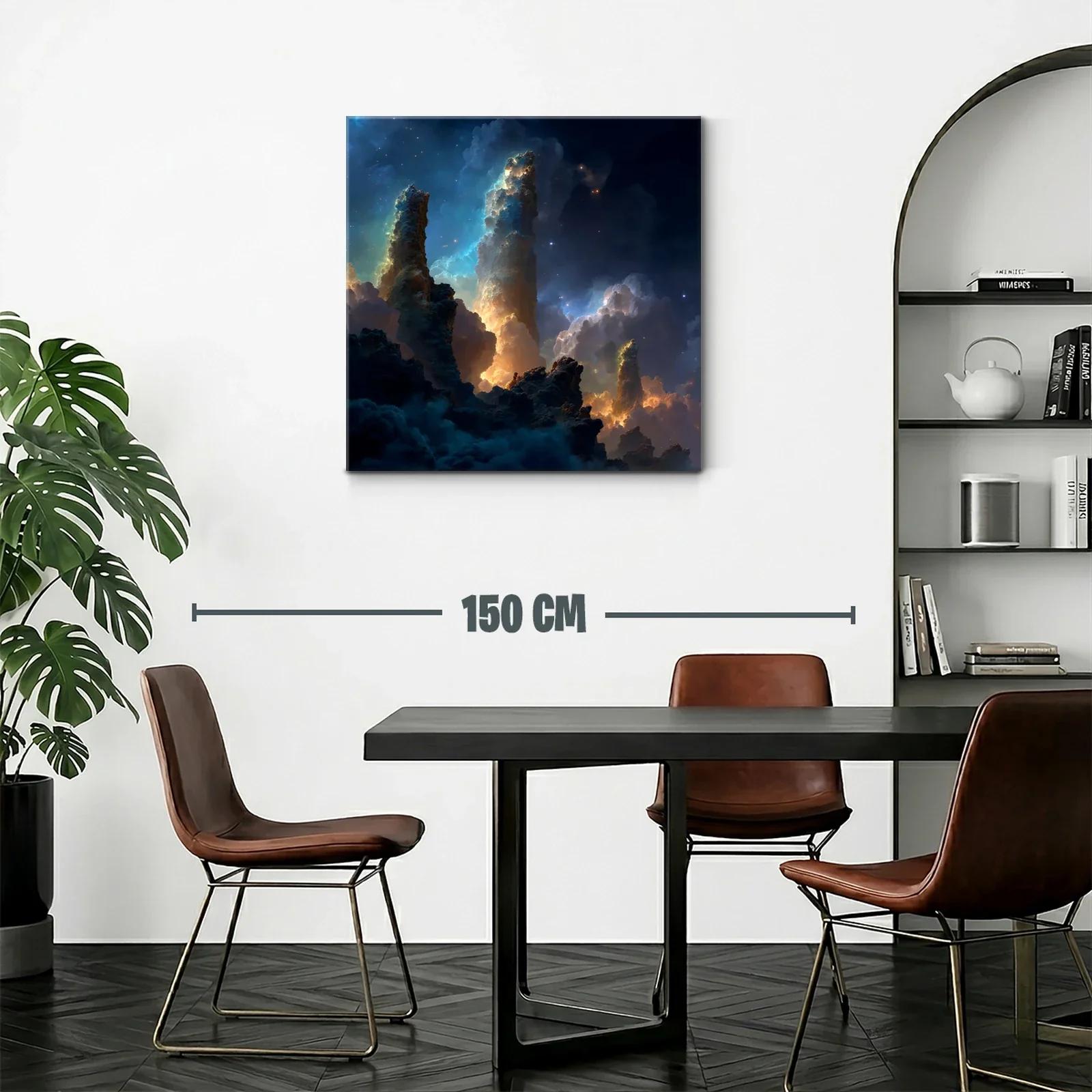 Paisaje cósmico con pilares de luz y nebulosas — miniatura 2