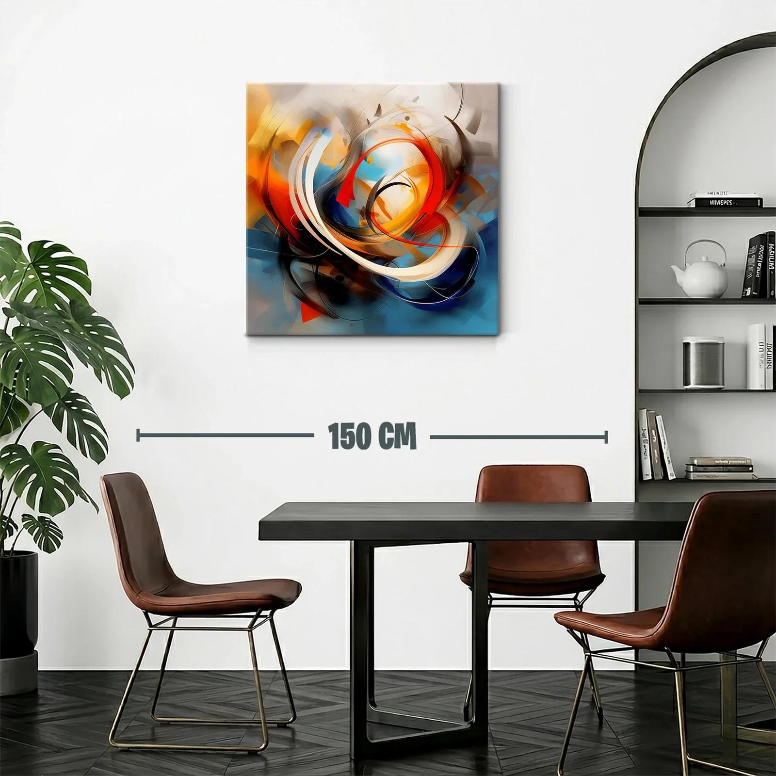 Composición abstracta dinámica con vibrantes tonos cálidos y fríos — miniatura 2