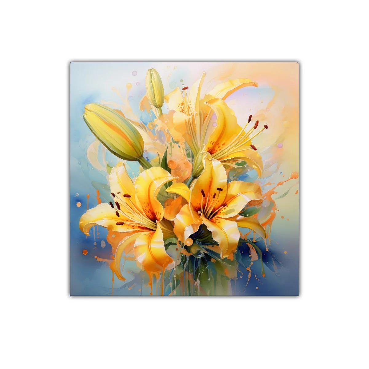 Cuadro decorativo con vibrantes lirios amarillos — imagen principal