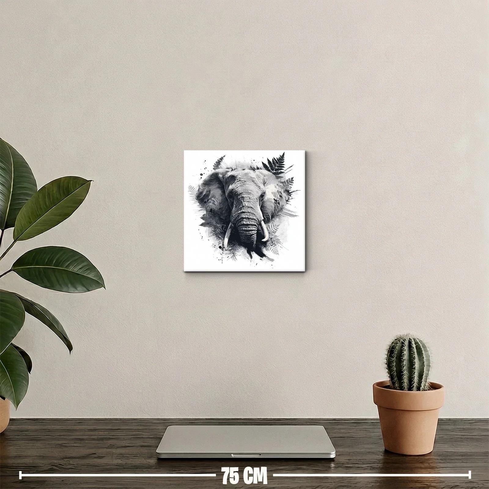 Retrato artístico de elefante en tonos grises y negros — miniatura 2