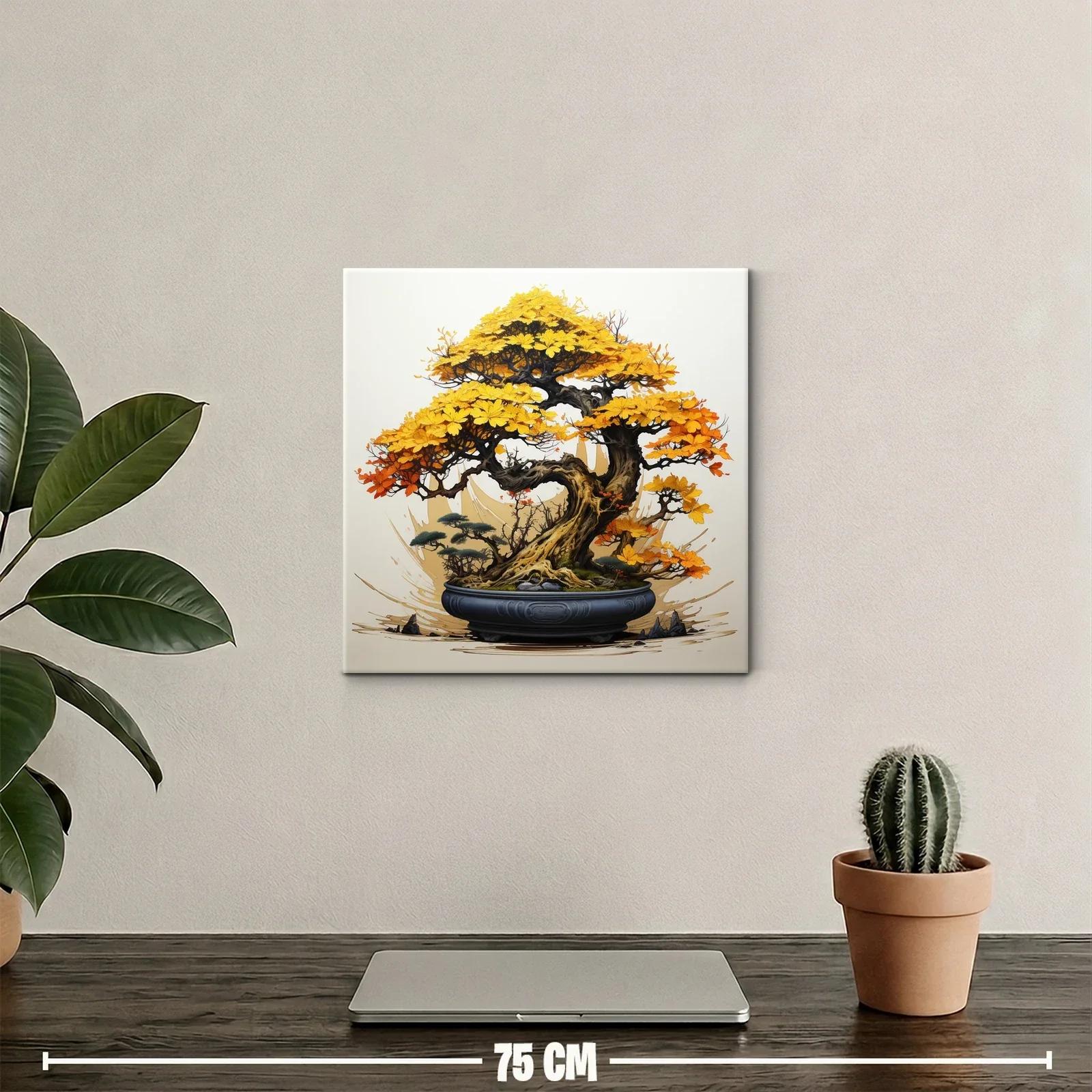 Árbol Bonsái con Hojas en Tonos Otoñales Amarillos y Naranjas — miniatura 2