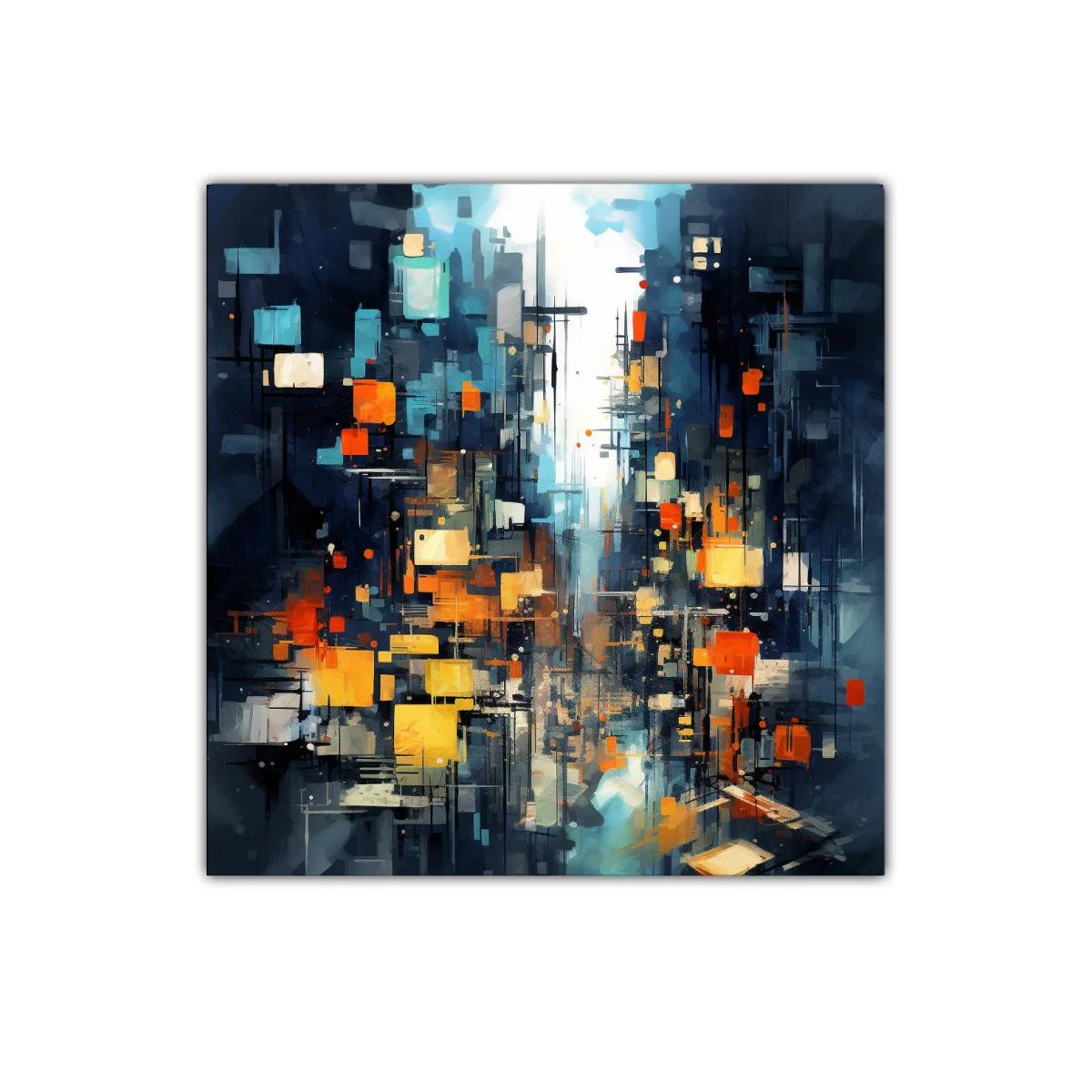 Composición abstracta con luces cálidas y tonos fríos