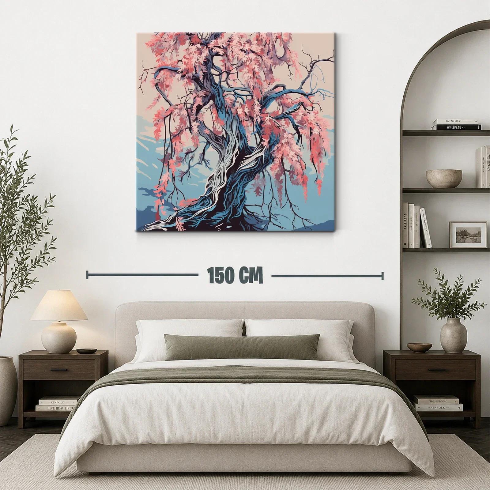 Árbol de ramas ondulantes y hojas rosas vibrantes — miniatura 3