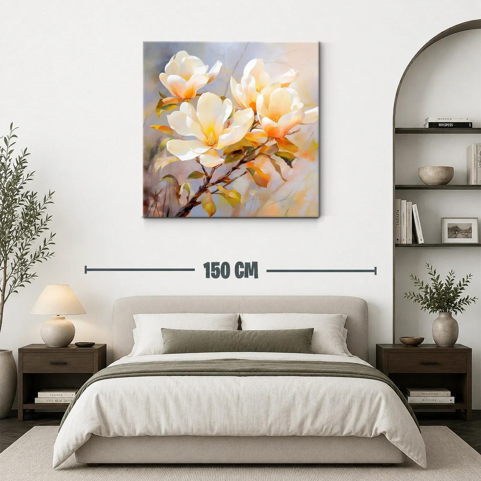 Cuadro de flores magnolias en tonos cálidos y suaves — miniatura 3