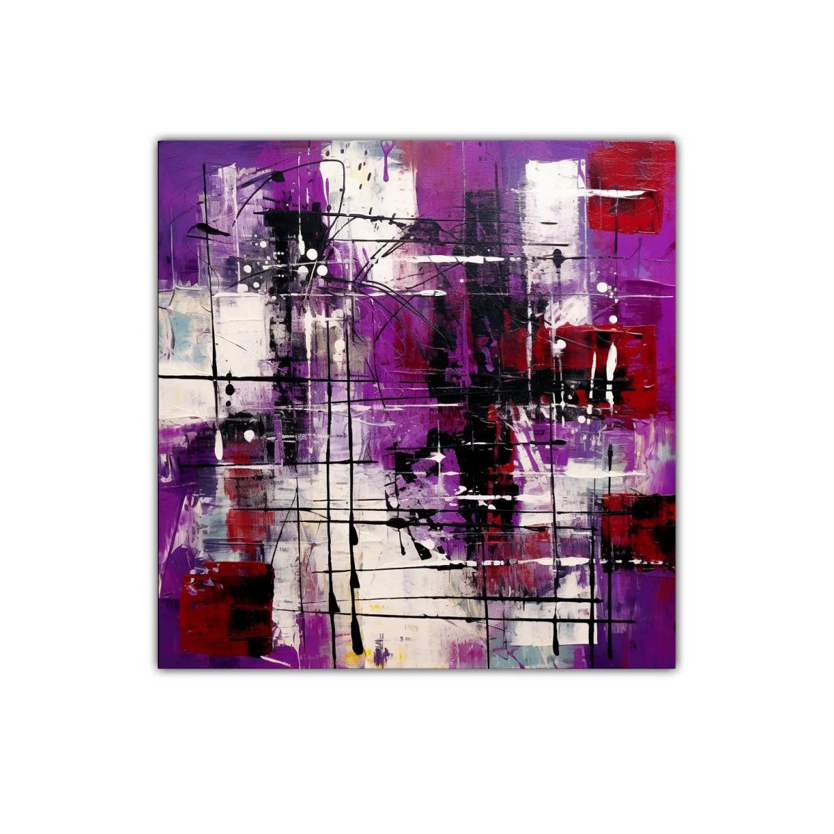 Cuadro abstracto contemporáneo con tonos púrpura y rojo — imagen principal