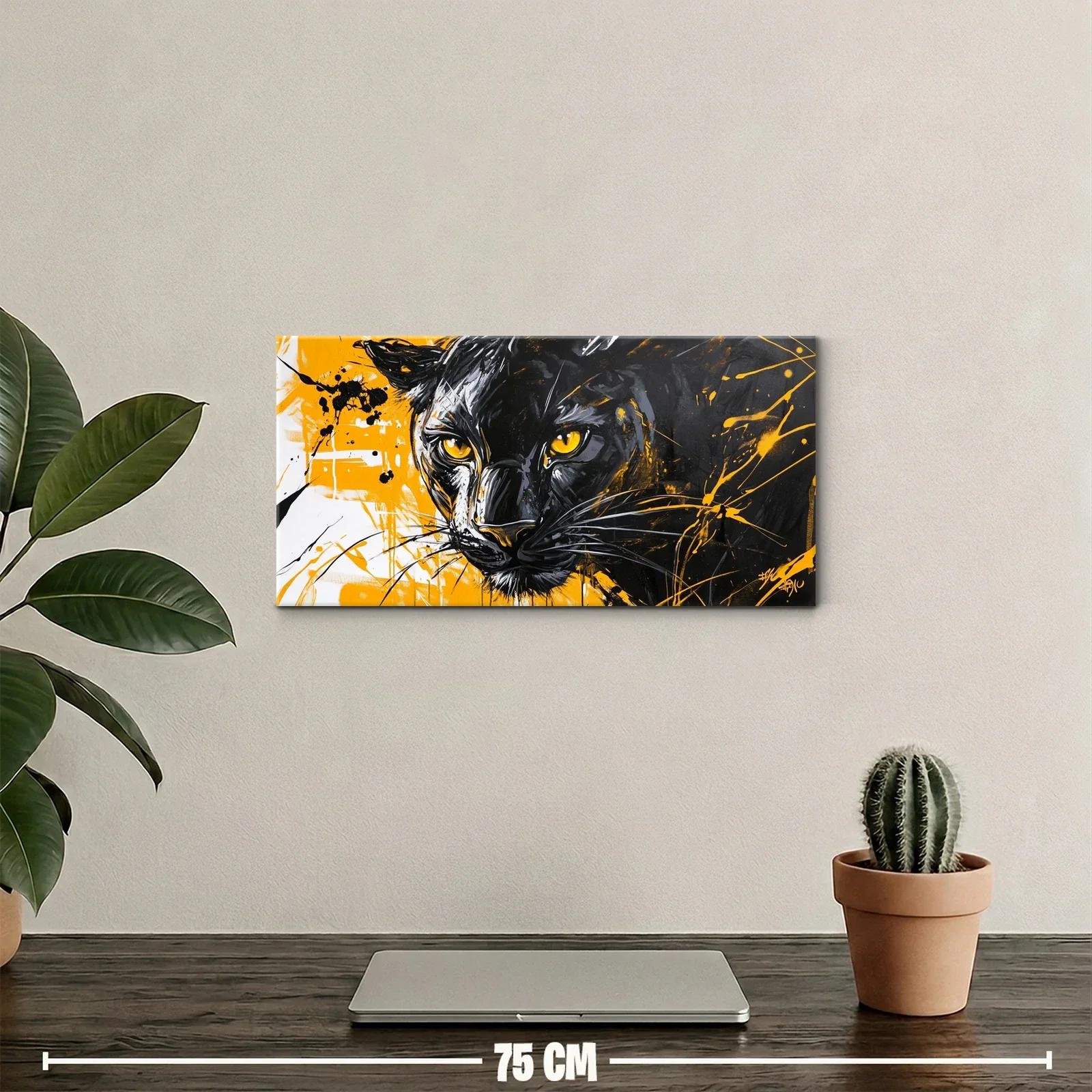 Cuadro pantera negra con mirada dorada — miniatura 2