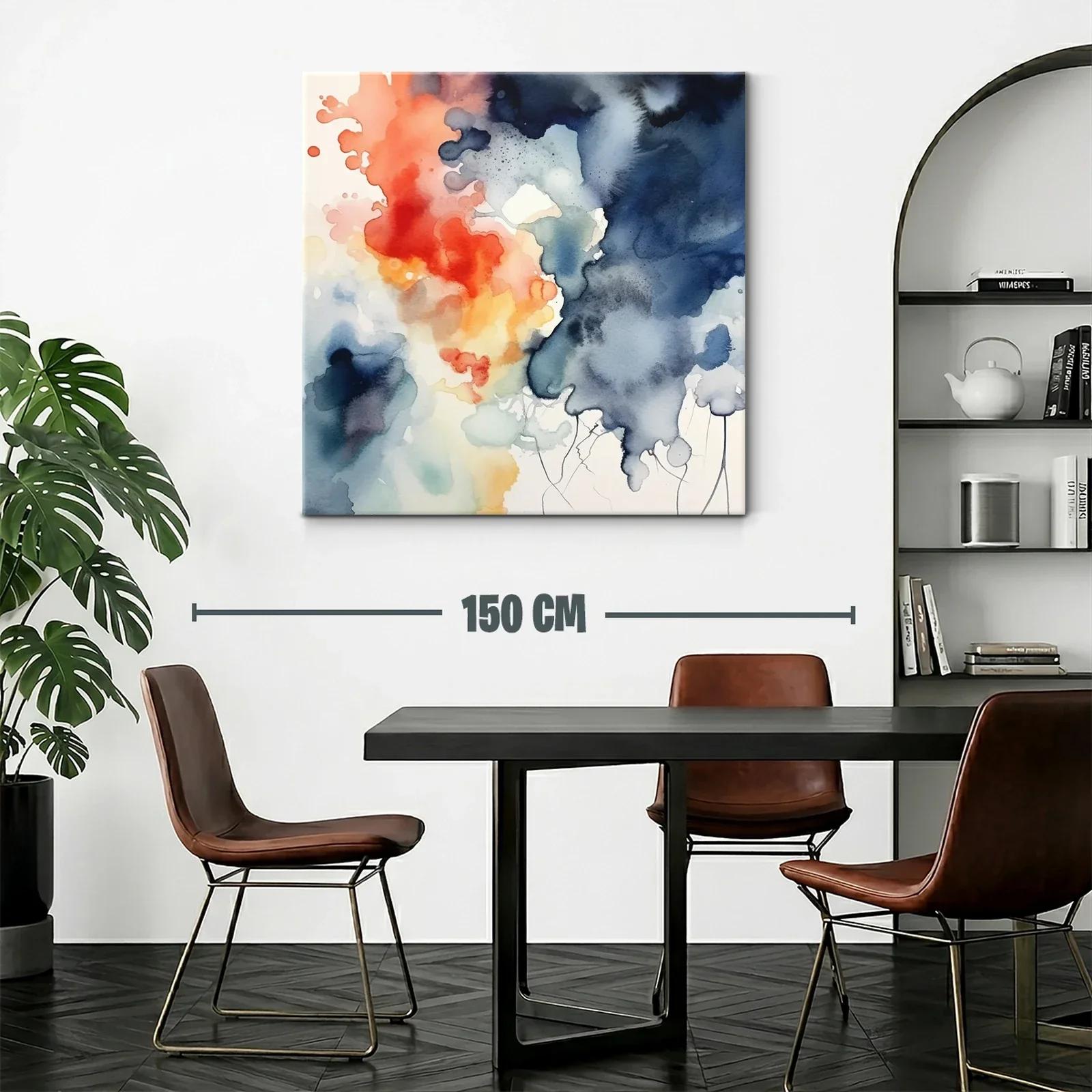 Cuadro abstracto con tonos cálidos y fríos vibrantes — miniatura 2