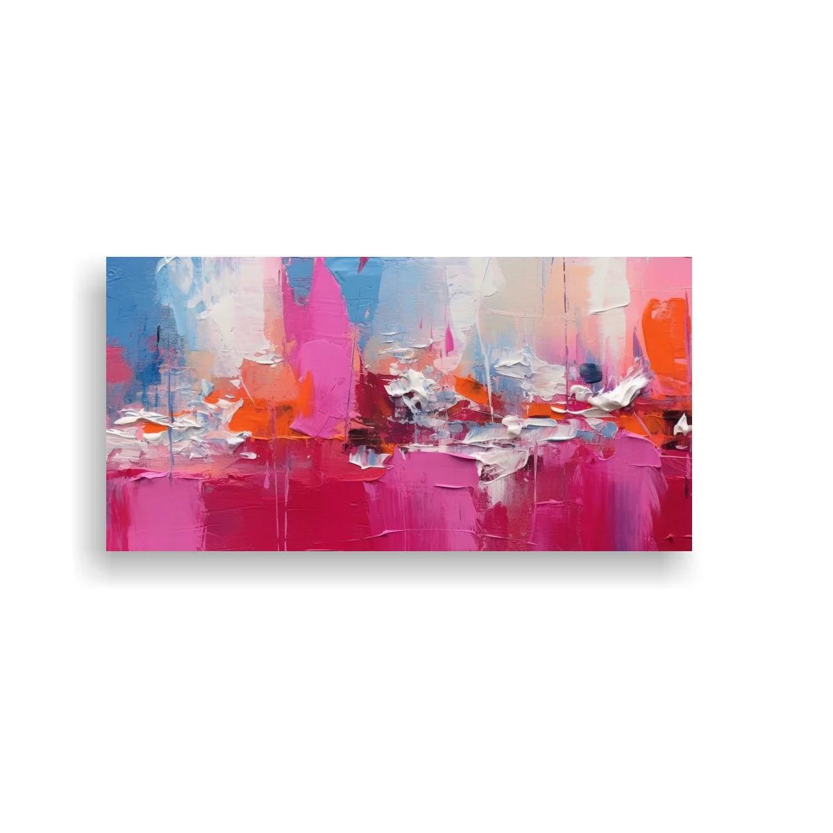 Cuadro abstracción rosa y azul con franjas urbanas difusas — imagen principal