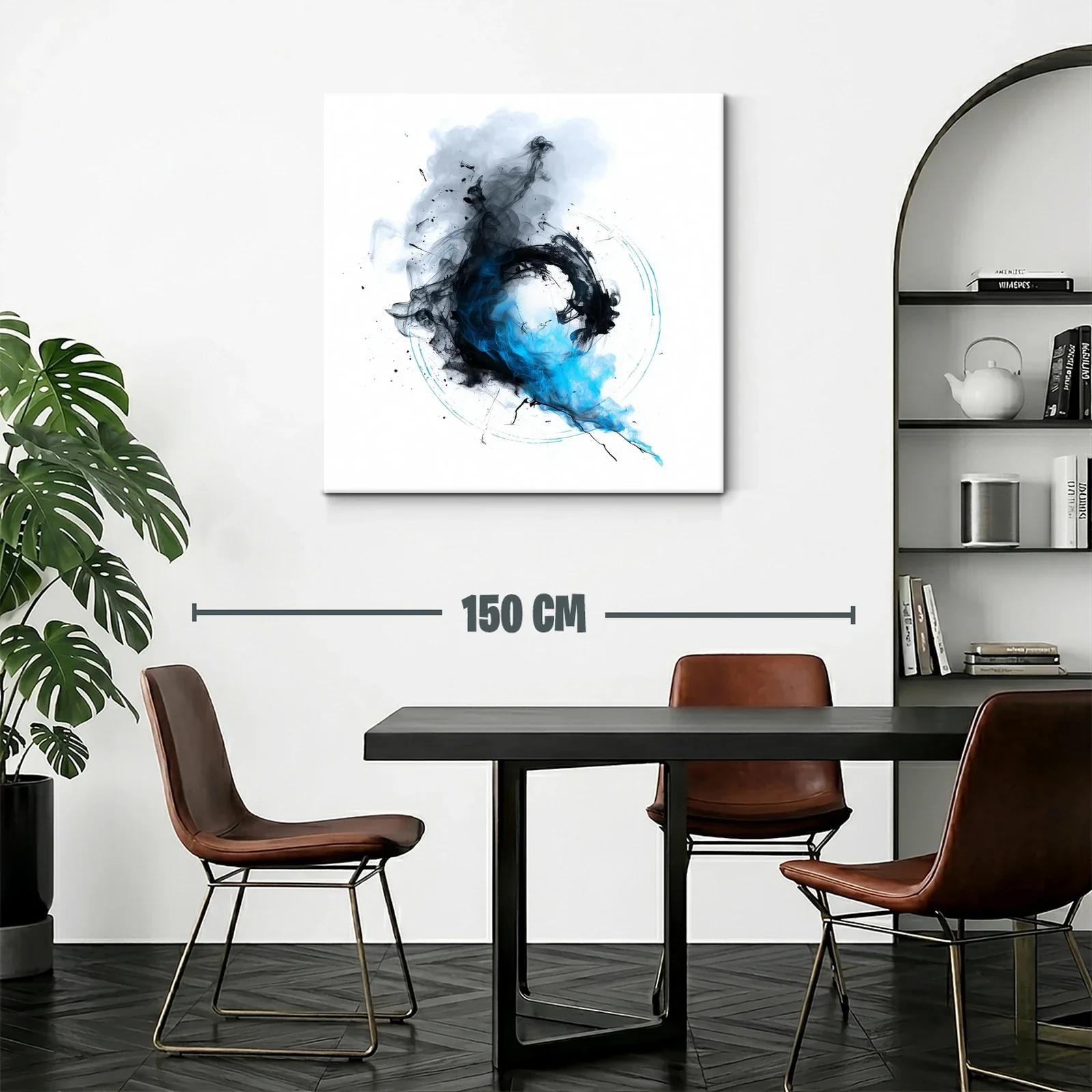 Cuadro abstracto con formas fluidas en azul y negro — miniatura 2