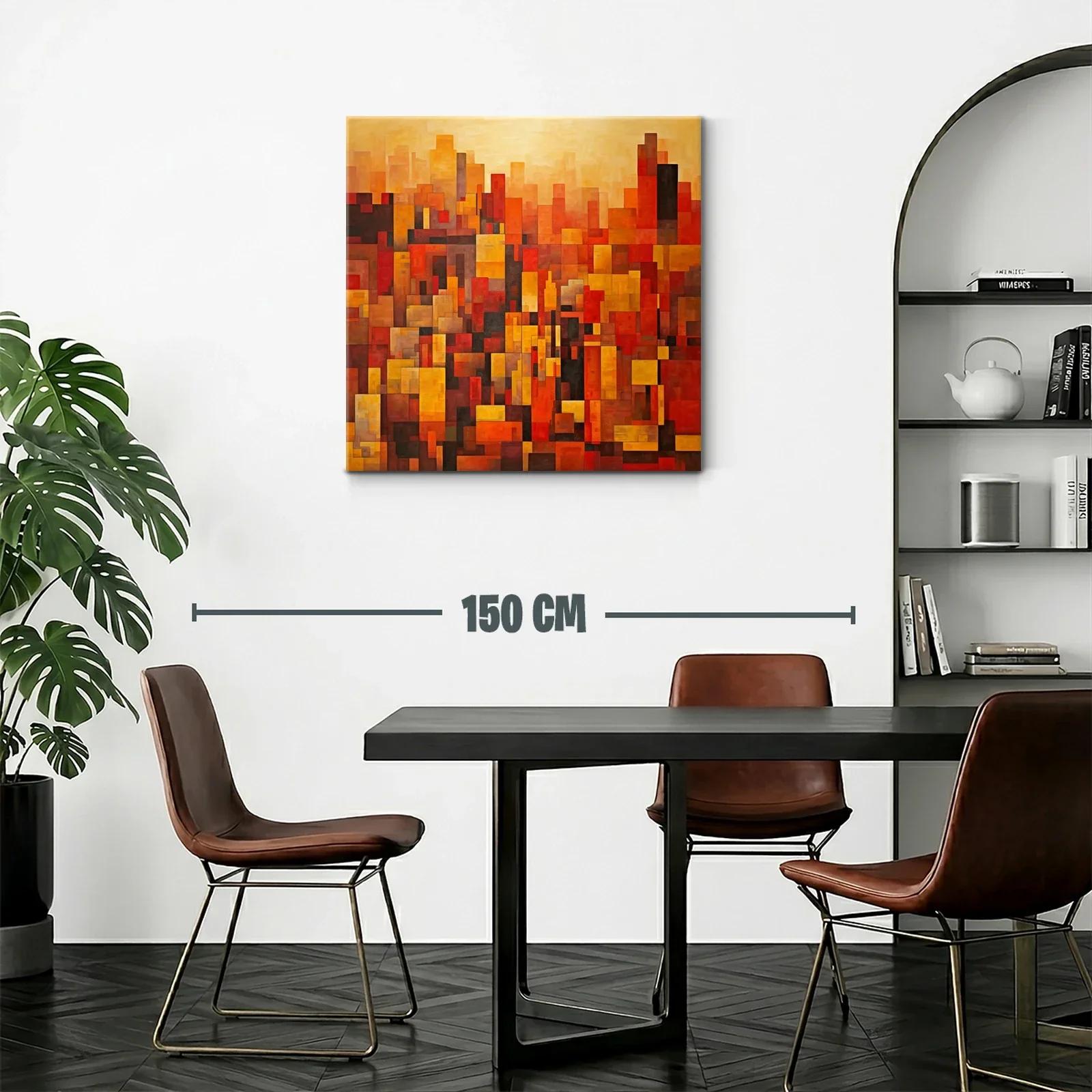 Cuadro abstracto con formas geométricas en tonos cálidos — miniatura 2