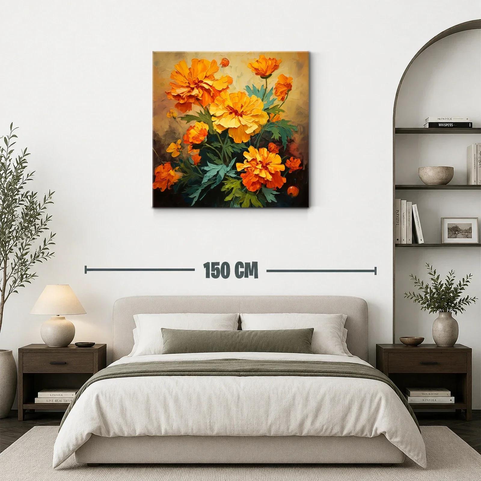 Ramo vibrante con flores naranjas y amarillas sobre fondo suave — miniatura 3