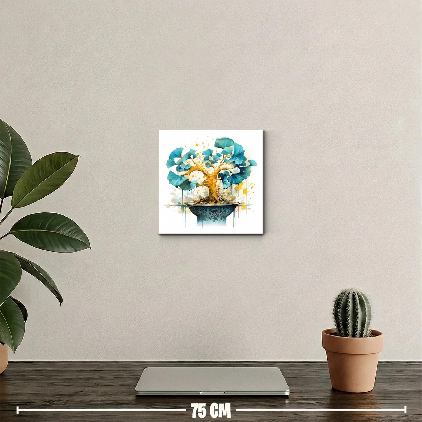 Árbol de Ginkgo en tonos dorados y azules vibrantes — miniatura 2