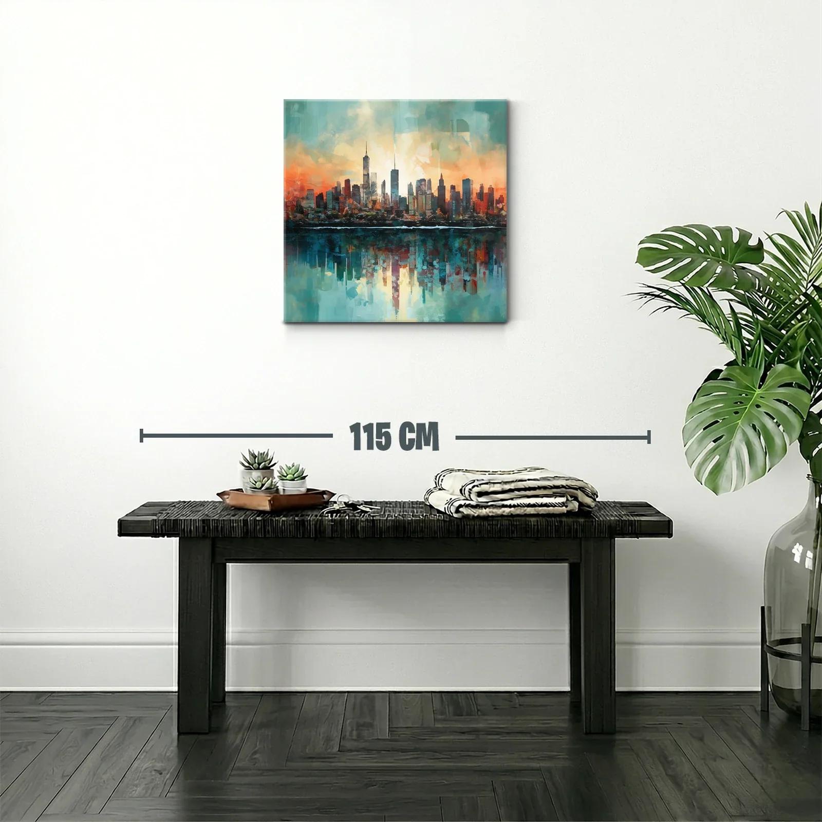Ciudad al Amanecer con Reflejos en el Agua — miniatura 2