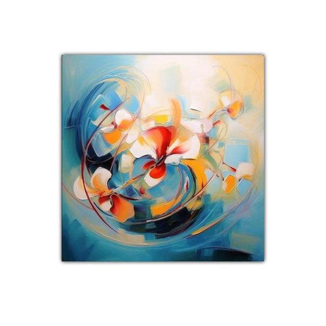 Cuadro decorativo con flores abstractas y colores brillantes