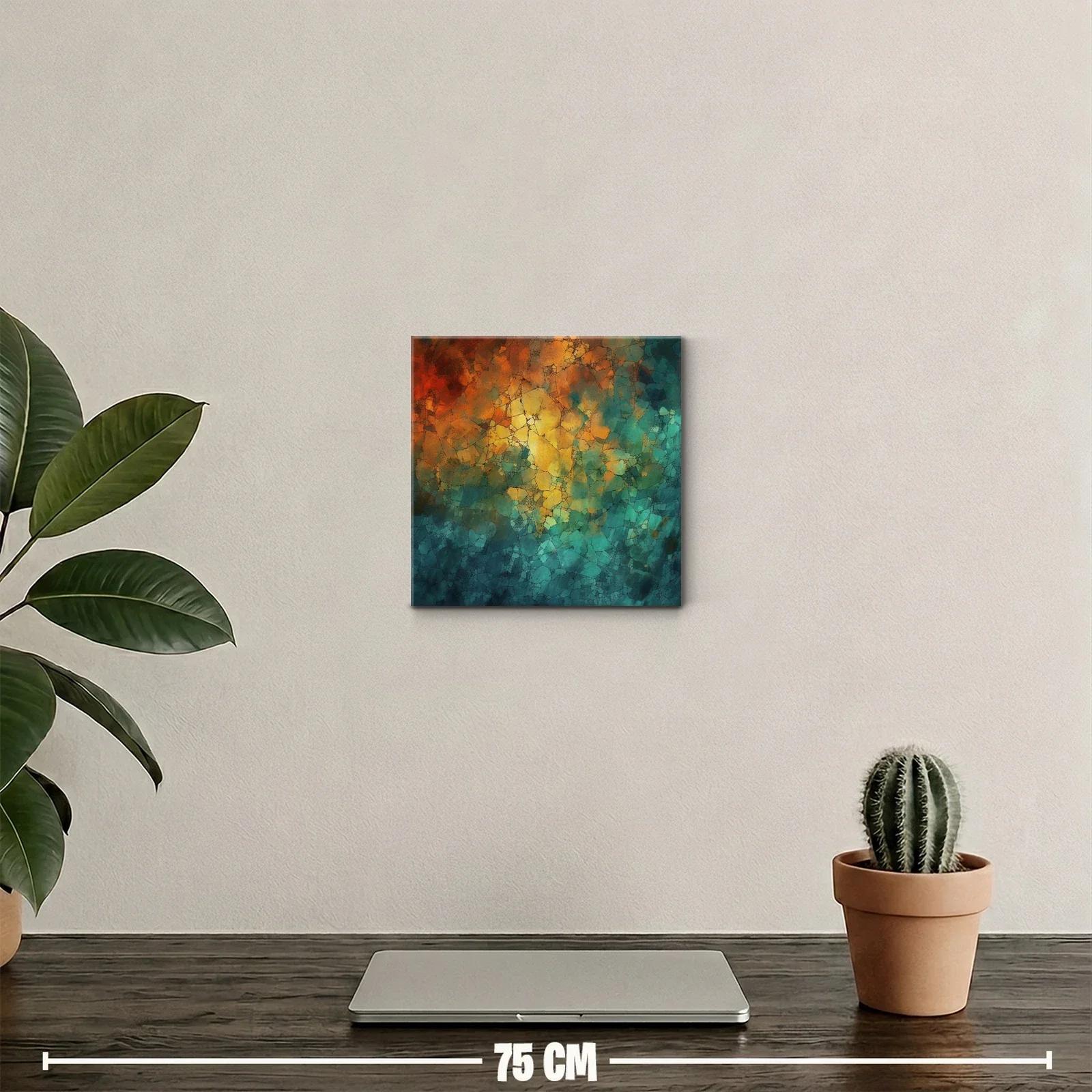 Cuadro abstracto con tonos cálidos y fríos entrelazados — miniatura 2