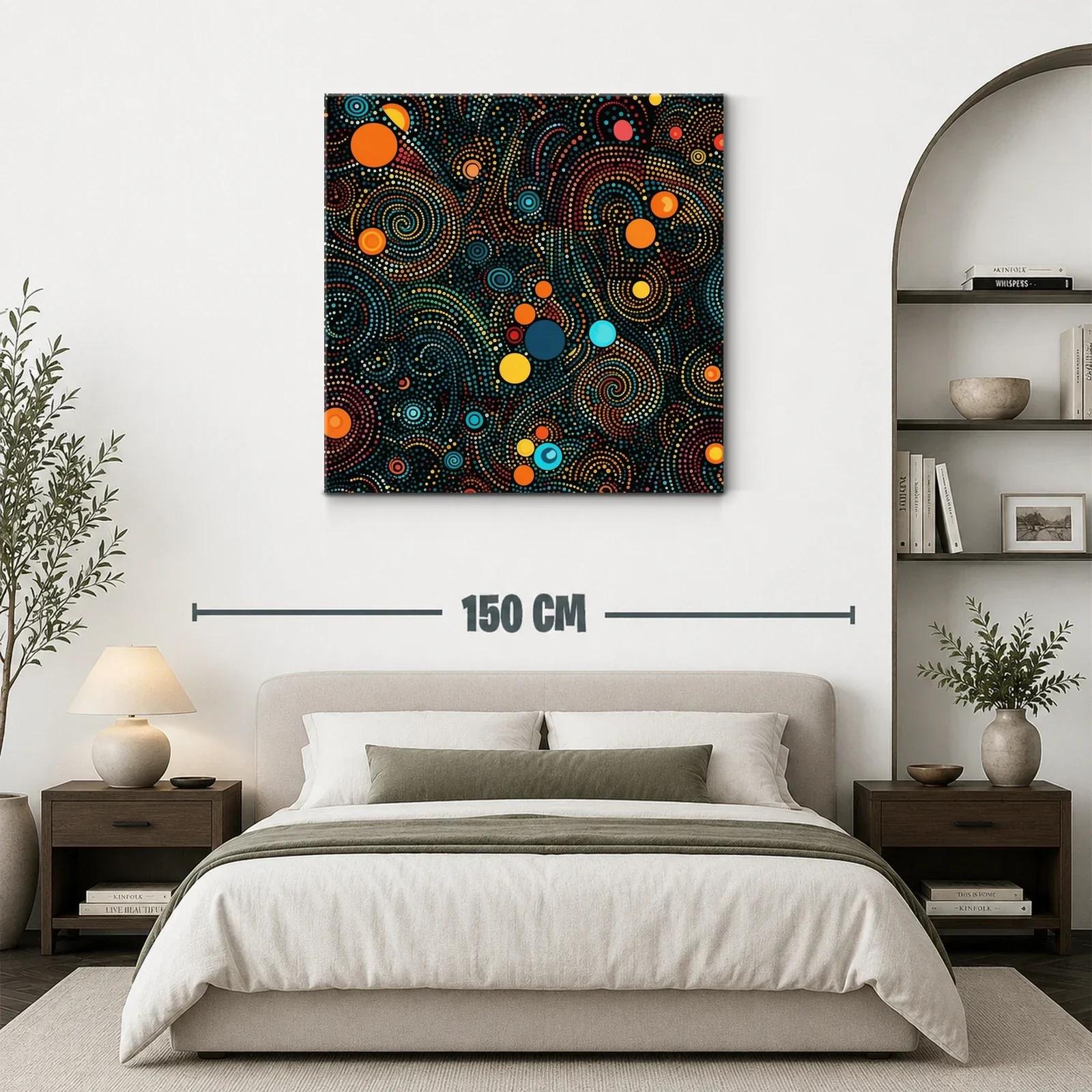 Cuadro abstracto en espirales con puntos vibrantes — miniatura 3